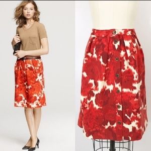 J.CREW Red& Cream Wool Skirt 6